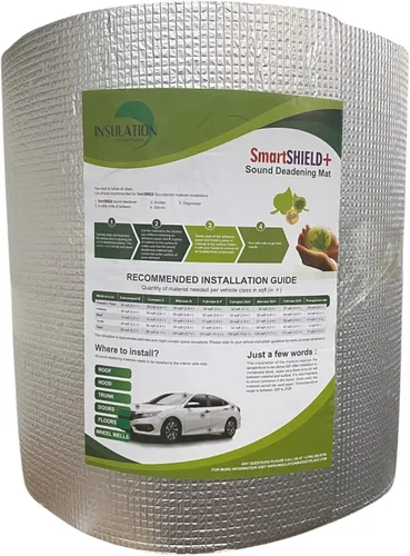SmartSHIELD 16" x 28 pies, 36 pies cuadrados, alfombrilla de amortiguación de ruido para coche, espuma de celda cerrada de aislamiento térmico -