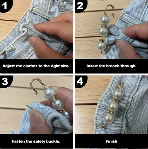 Miniatura 4 de Broche de perlas, alfileres de botón de jeans, sin costura, pernos de seguridad de perlas sintéticas, collar de cárdigan, pasadores de seguridad
