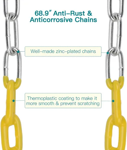 Miniatura 4 de PACEARTH Paquete de 2 columpios con capacidad para 660 libras con cadenas antioxidantes de 68.9 pulgadas recubiertas de plástico de 23.6 pulgadas