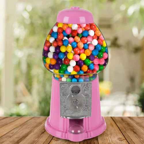 Miniatura 2 de Máquina de chicles de 15" con alcancía - Dispensador de dulces máquina de chicles con globo de vidrio y base de metal - Dispensador expendedor