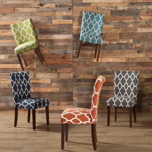 Miniatura 92 de Homepop Silla de comedor con detalles festoneados, sillas de comedor Parsons tapizadas, muebles decorativos para el hogar, tejido gris claro