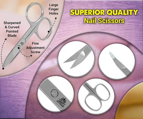 Miniatura 5 de ARSUK Tijeras de uñas curvadas para mujeres y hombres, tijeras de uñas para uñas y dedos de las manos para puntas de uñas y tijeras pequeñas