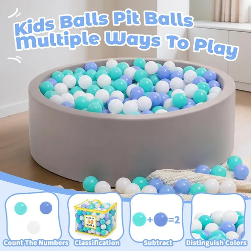 Miniatura 2 de Ball Pit Balls for Toddlers: 50 100 200 Colorful Non-Toxic Balls with BPA-Free, Phthalate-Free, Crush-Resistant Polyethylene Plastic, 2.2 Inches