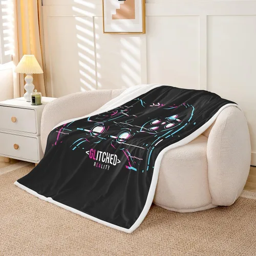 Miniatura 5 de Erosebridal Manta de cama para niños con estampado de consola de videojuegos moderna, manta de felpa suave con botones de acción rosa y azul, manta