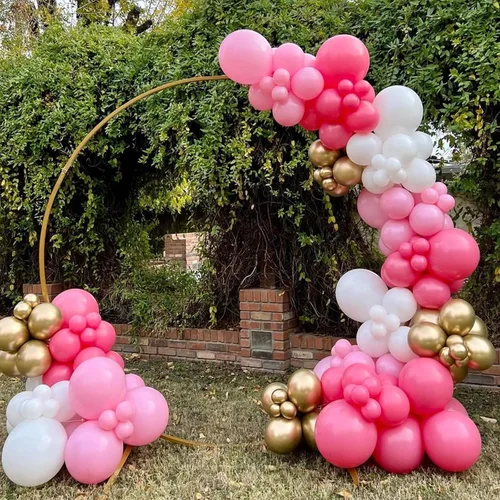 Miniatura 7 de Thomtery Globos blancos de confeti rosa, 50 globos de látex de 12 pulgadas para fiestas de cumpleaños, decoraciones del día de San Valentín