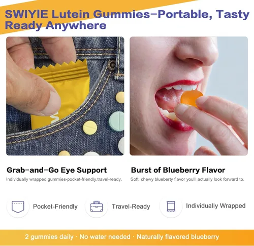 Miniatura 2 de Gomitas de Luteína – Suplemento de vitaminas y minerales para los ojos con 20 mg de luteína y 4 mg de zeaxantina – Gomitas vitamínicas para el apoyo