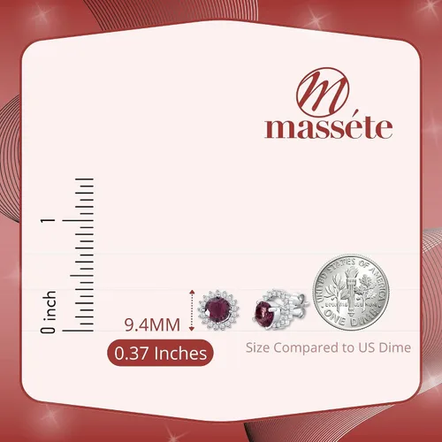 Miniatura 5 de MASSETE Pendientes de plata de ley 925 Halo Post con chaqueta extraíble
