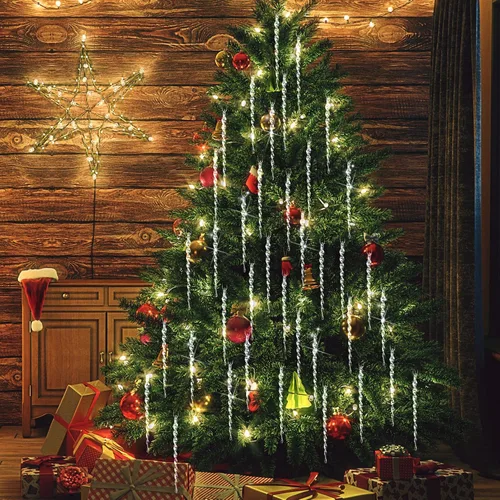 Miniatura 7 de 30 piezas de carámbanos de plástico trenzados para árbol de Navidad; adornos colgantes para árbol de Navidad, fiesta de Navidad, boda, fiesta