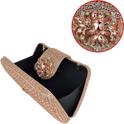 Miniatura 3 de Bolso de noche único con diamantes de imitación brillantes para mujer, bolso de embrague floral Sparkly, Rhinestone, Unique, Floral