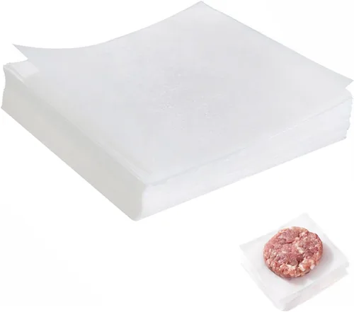 Miniatura 8 de 100 piezas de papel de pergamino sin blanquear de 6 x 6 pulgadas, papel de hamburguesa, hojas de papel de cera cuadradas antiadherentes para separar