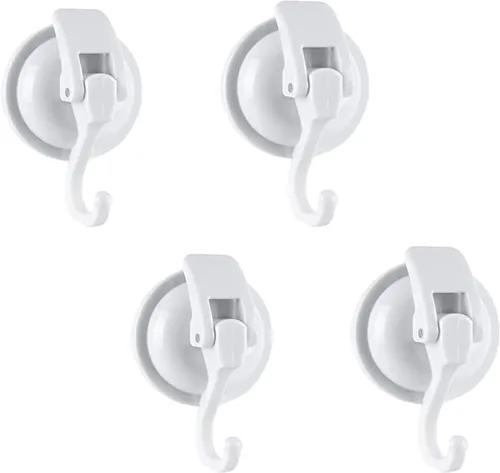 Miniatura 14 de Ganchos con ventosa, vidrio resistente, reutilizable, sin perforaciones, para bata de baño y guirnalda (plata, paquete de 4)