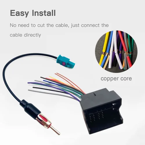 Miniatura 2 de Arnés de cableado de radio estéreo con adaptador de antena de repuesto para Volkswagen, VW, BMW, Audi Reemplazo del mercado de accesorios Instalar