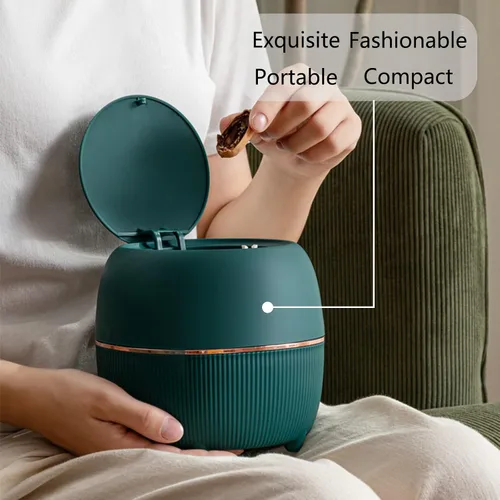 Miniatura 5 de Mini bote de basura moderno con tapa, papelera de escritorio, papelera de plástico para oficina, cesta de basura de plástico para encimera, tipo