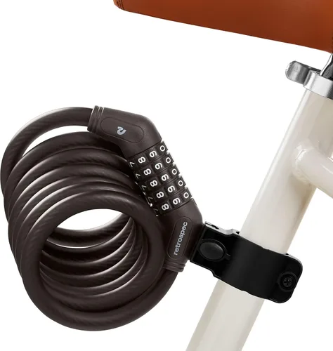 Miniatura 5 de Retrospec Grizzly Plus - Candado de combinación para bicicleta, resistente antirrobo con combo personalizado de 5 dígitos, cable resistente a cortes