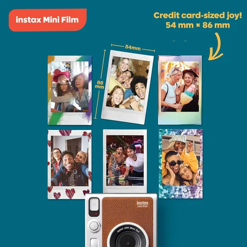 Miniatura 8 de Fujifilm Instax Mini EVO Hybrid Cámara instantánea (negra) con paquete de película instantánea Instax-Mini Twin de 40 hojas + tarjeta de memoria