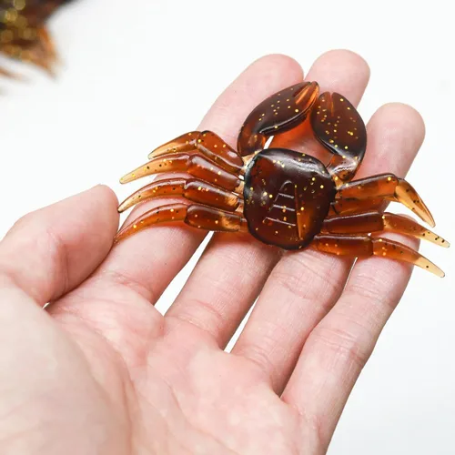Miniatura 5 de Kit de cebo de cangrejo de 15 piezas, señuelos de gel de sílice artificiales, señuelos de cangrejo suaves 3D realistas para pesca de agua dulce