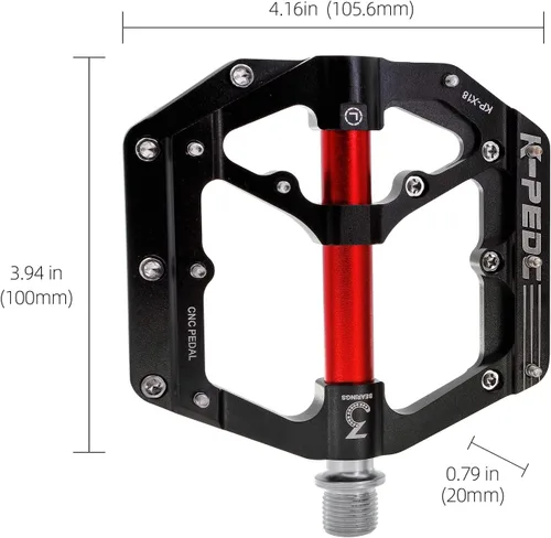 Miniatura 5 de Pedales de bicicleta de aleación de aluminio de 9/16" MTB Plataforma ancha plana antideslizante con 3 rodamientos para bicicletas de montaña