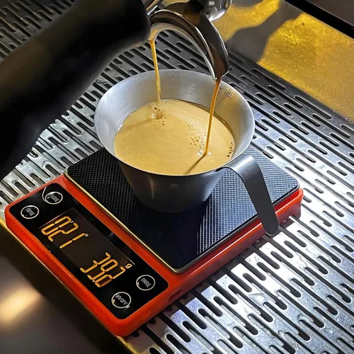 Miniatura 7 de Báscula de café con temporizador de 6.6 lbs/0.00 oz Báscula de café digital portátil recargable, flujo de agua inteligente, adecuado para baristas