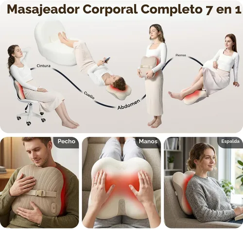 Miniatura 2 de arboleaf Masajeador de espalda para aliviar el dolor, control de aplicación Bluetooth, masaje inalámbrico Shiatsu cuello espalda con calor