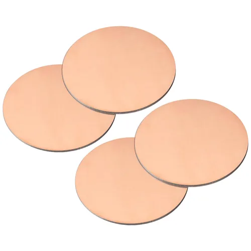 Miniatura 32 de uxcell Hoja de cobre puro, 4 piezas de 2 x 0.04 pulgadas, calibre 18 T2, placa redonda de metal de cobre para manualidades, reparaciones eléctricas
