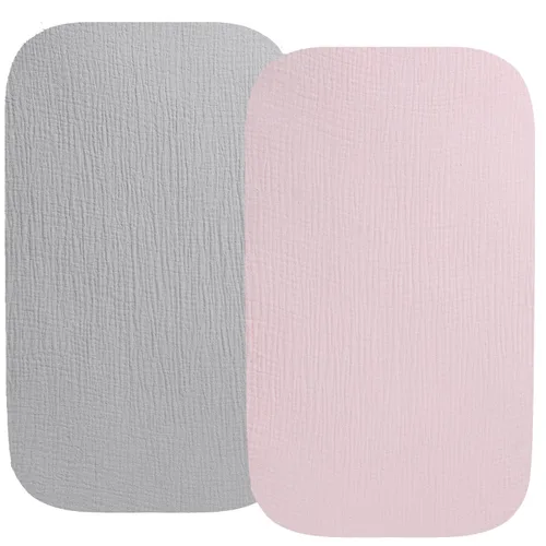 Miniatura 10 de Sábanas ajustadas de muselina compatibles con Snoo Smart Sleeper, Dream On Me Lacy Portable, Safety 1st Sleeper Bassinet, 2 paquetes de sábanas Hoja
