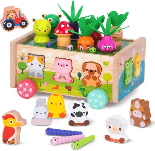 KMTJT Montessori - Juguetes de madera para niños y niñas de 1, 2 y 3 años, juguetes de clasificación de formas, regalos de primer cumpleaños para