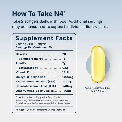 Miniatura 2 de HPN N(4) Aceite de pescado omega-3 islandés, 3,000 mg de DHA y EPA Aumenta el crecimiento muscular, las articulaciones y la salud cerebral Sin