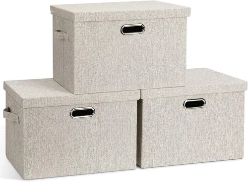 Miniatura 40 de Graciadeco Contenedores de almacenamiento plegables grandes de 17 pulgadas y 36 cuartos de galón con tapas, paquete de 3 cajas de almacenamiento