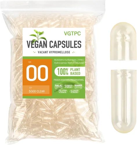 Miniatura 7 de Cápsulas veganas de tamaño vacío 00 separadas 1000 cápsulas vegetales transparentes 00 píldoras vegetales para relleno de suplementos de bricolaje