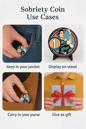 Miniatura 3 de Sobriety Coin – Rosie Strength Tattoo Recovery AA Chip, medallón de alta resistencia, regalo perfecto para cualquier persona en recuperación