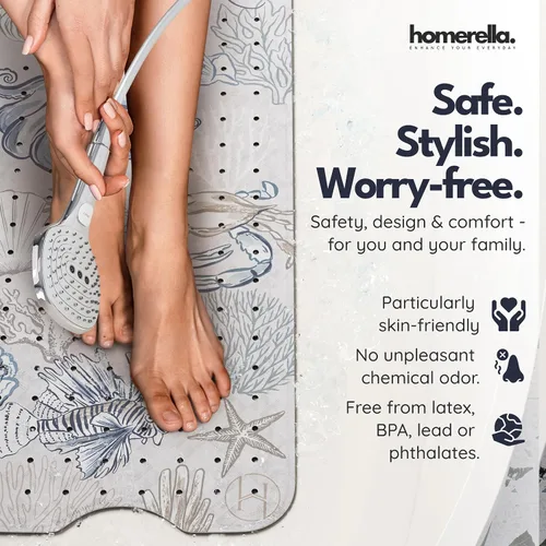 Miniatura 2 de Homerella - Alfombrilla de baño antideslizante y antideslizante para niños, 40 x 16 pulgadas, sin BPA, incluye 2 ganchos, tapete de ducha lavable