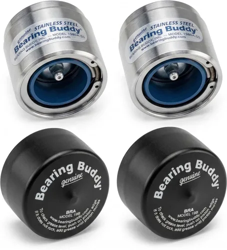 Bearing Buddy Protectores de rodamientos de acero inoxidable (1.980 pulgadas de diámetro) con control automático con sujetadores, par