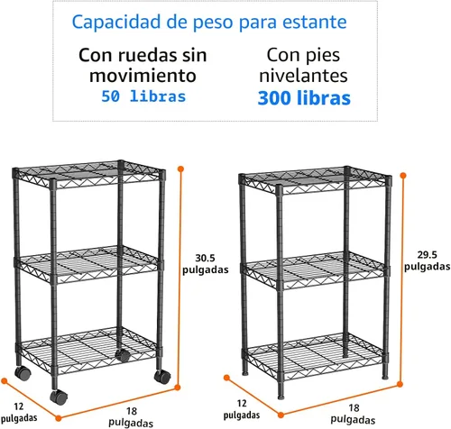 Miniatura 3 de Golpart Estantes pequeños de 3 niveles de almacenamiento, estantería de alambre de metal, organizadores ajustables, estantes de almacenamiento