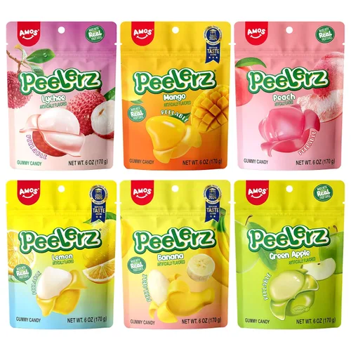 Miniatura 8 de AMOS Peelerz - Paquete variado de 4 gomitas pelables, 3.00 oz cada uno (total de 4.94 oz), mango, uva, plátano, melocotón, gomitas suaves de frutas