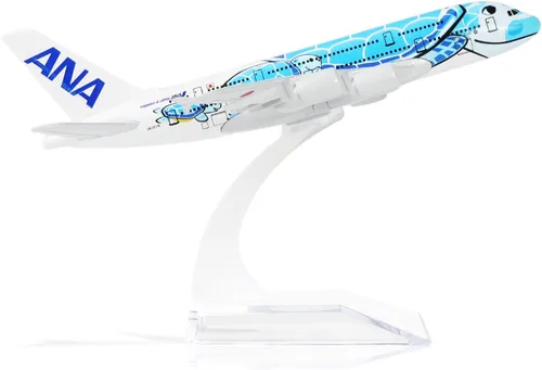 Miniatura 8 de 1/400 Francia A380 Modelo Avión Modelo Metal Diecast Kit de modelo de avión para Airbus A380 (5.5 pulgadas L) con soporte de avión de exhibición E.