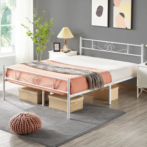 Miniatura 13 de Topeakmart Base de cama de metal clásico negro de 13 pulgadas con cabecero, base de colchón, cama de plataforma, base de cama con listones