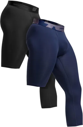 TSLA - Pantalones deportivos tipo leggings de compresión para hombre, ajustados para correr, entrenamiento, de secado rápido, con y sin bolsillo