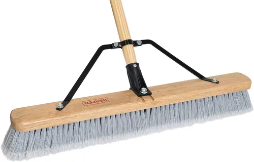 Miniatura 9 de Harper Escoba de empuje de superficie lisa para interiores de 24 pulgadas con cerdas marcadas para arena, polvo de sierra, virutas de madera y pelo