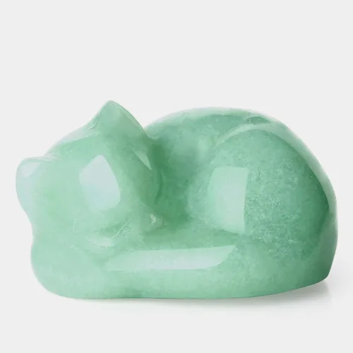 Miniatura 17 de LAIDANLA Estatua de gato dormido de obsidiana negra, cristales curativos tallados a mano, bonita escultura de figura de gatito de 1.6 pulgadas
