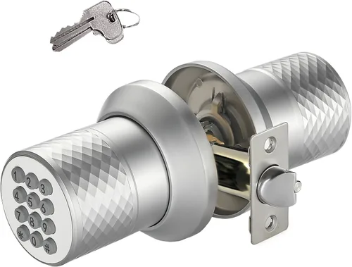 Miniatura 10 de Buoan - Perilla inteligente de puerta de huellas dactilares grande, cerradura de puerta de entrada sin llave con manija, con teclado, Bluetooth