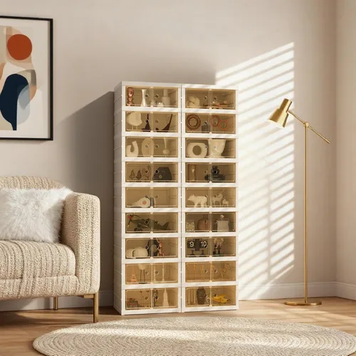 Miniatura 16 de Organizador de Zapatos Plegable Caja de Almacenamiento, Estante de Zapatos Plegable Portátil Extra Grande para Closet, Caja de Almacenamiento