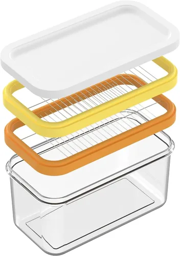 Miniatura 12 de UNIVIVO Cortador de mantequilla hermético, estuche de almacenamiento de mantequilla en barra con tapa para refrigerador (hermético, mediano 280g)