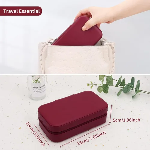 Miniatura 6 de DesignSter Joyero de viaje, estuche portátil de piel sintética, pequeñas cajas de joyería para regalos, organizador de joyas de viaje para mujeres