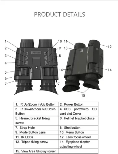 Miniatura 7 de Aetheria NV8000 - Gafas de visión nocturna montadas en la cabeza, prismáticos de visión nocturna infrarroja 3D 4K con tarjeta de memoria de 32 GB