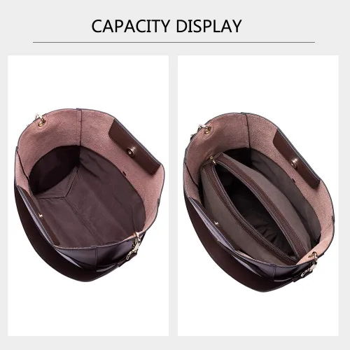 Miniatura 7 de Bostanten Bolsas de cuero para hombro, tipo balde, para mujer