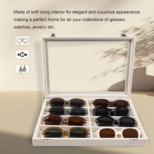 Miniatura 3 de Stratalife Organizador de lentes de sol, bandeja organizadora de lentes de sol, bandeja organizadora de joyas con tapa, estuche organizador