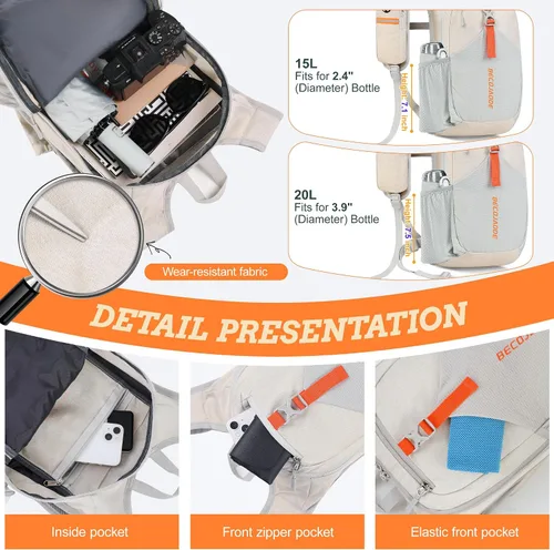 Miniatura 3 de BECOJADDE - Mochila de senderismo pequeña de 15 L para hombres y mujeres, plegable, ultraligera, para viajes, camping, actividades al aire libre