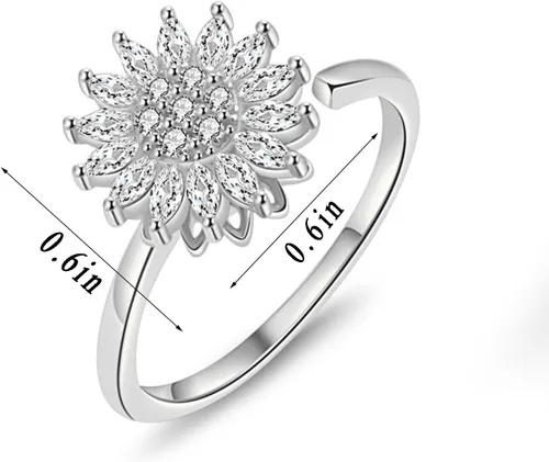 Miniatura 19 de Sunflower Ring Spinning Fidget Rings for Anxiety Open Adjustable Spinner Sun Ring Creative Relieving Stress Rotating Jewelry