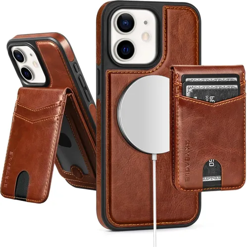 Miniatura 120 de SkyEagle Magsafe - Funda magnética 2 en 1 desmontable para iPhone 11 Pro Max con tarjetero, para mujeres y hombres, piel sintética con bloqueo RFID