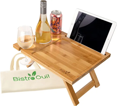 Mesa de vino portátil, una mini bandeja plegable de picnic para la playa, camping, caravana, conciertos al aire libre, desayuno en la cama o antes